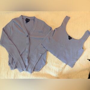 Scoop Women's Light Blue 2-Piece Cardigan Sweater Set